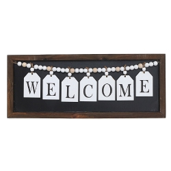 MAISON CONCEPTS Framed Wood Hanging Beaded Welcome Sign