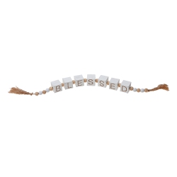 MAISON CONCEPTS Beaded Garland With Block Sign Blessed - Set Of 2