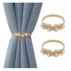 MAISON CONCEPTS Set Of 2 Curtain Tiebacks Butterfly Rose In Gold