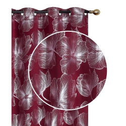 MAISON CONCEPTS Foil Print Panel W 8 Grom Hibiscus 84" - Set Of 2 In Burgundy