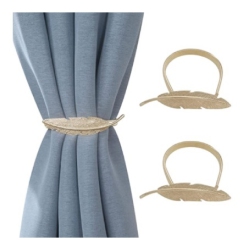 MAISON CONCEPTS Set Of 2 Curtain Tiebacks Feather Rose In Gold