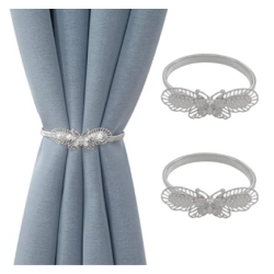 MAISON CONCEPTS Set Of 2 Curtain Tiebacks Butterfly In Silver