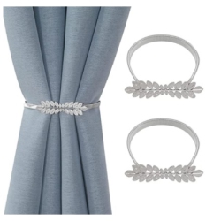 MAISON CONCEPTS Set Of 2 Curtain Tiebacks Fern In Silver