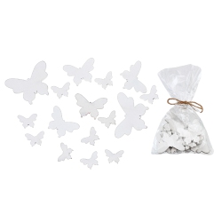 MAISON CONCEPTS 16PC Assorted Size Wood Ornaments Butterfly - Set Of 2 In White