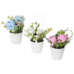 MAISON CONCEPTS Artificial Peony In Pot Asstd - Set Of 3 In White