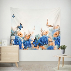 MAISON CONCEPTS Polyester Backdrop 59" X 79" Floral In Blue