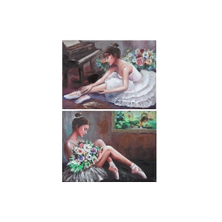 MAISON CONCEPTS Hand Painted Canvas Wall Art Ballerina - Set Of 2