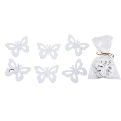 MAISON CONCEPTS 6 Pack Wood Ornaments Butterfly - Set Of 2 In White