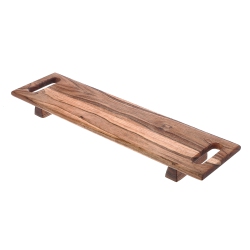 MAISON CONCEPTS Acacia Wood Rect. Serving Board With Dual Handle On Stand