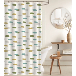 MAISON CONCEPTS Peva Shower Curtain With 12 Polyresin Hooks Hyphen