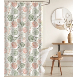 MAISON CONCEPTS Peva Shower Curtain With 12 Polyresin Hooks Wispy Floral