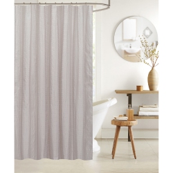 MAISON CONCEPTS Embossed Shower Curtain With C Hooks Taupe