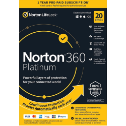 NORTON 360 Premium (PC/mac) - 20 Devices - 100GB Cloud Backup - 1-Year Subscription