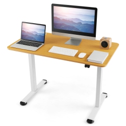 TOPBUY Height Adjustable Electric Desk 44" X 24" Sit to Stand Desk W/ Splice Board Sturdy T-Shaped Metal Bracket