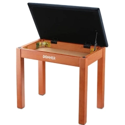 DONNER Piano Bench Solid Wood With Storage Wood Color