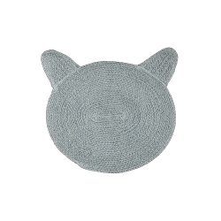 MAISON CONCEPTS Braided Cotton Cat Shape Mat Light In Gray