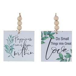 MAISON CONCEPTS Square Wood Hanger With Beads Inspirational Asstd - Set Of 2