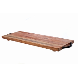 MAISON CONCEPTS Natural Acacia Wood Rect. Serving Board With Handles In Black