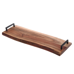 MAISON CONCEPTS Acacia Wood Live Edge Serving Board With Iron Handles