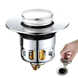 ISTAR 2 In 1 Bathroom Sink Stopper, Pop Up Bathroom Sink Strainer With Anti-Clogging Filter Basket Stainless Steel Drain Stopper Sink Plug(2 PCs)