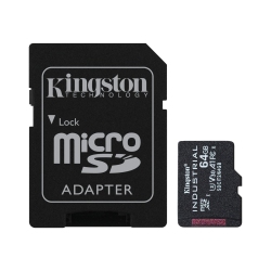 KINGSTON TECHNOLOGY - Industrial Micro Sd Card With Sd Reader, 64GB Capacity, Class 10, Uhs-I, U3, V30, A1