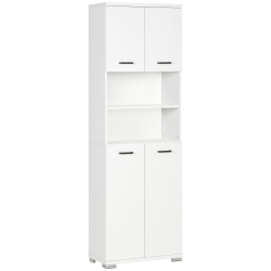 KLEANKIN Tall Bathroom Storage Cabinet, Freestanding Bathroom Cabinet With Double Door And Adjustable Shelves, Linen Tower for Bathroom In White