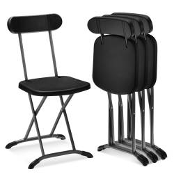 GYMAX 4-Pack Folding Chair W/ Metal Curved Feet Wide Seat & Ergonomic Backrest