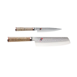 MIYABI 5000 Mcd 2 Piece 6.5 Inch Nakiri & 5 Inch Paring Knife In Brown