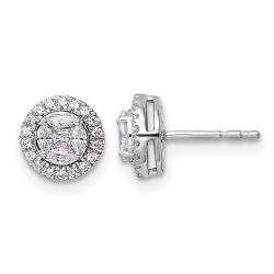 GEM AND HARMONY 1/2 Carat (Ctw Si1-Si2, G-H) Lab-Grown Diamond Cluster Earrings In 14K Gold In White