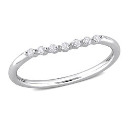 GEM AND HARMONY 1/10 Carat (Ctw) Diamond Wedding Semi-Eternity Band Ring In 14K Gold In White