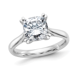 GEM AND HARMONY 2.15 Carat (Ctw E-F) Cushion-Cut Synthetic Moissanite Solitaire Engagement Ring 14K Gold In White