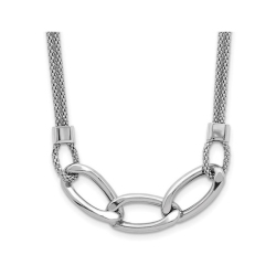 GEM AND HARMONY Sterling Multi-Strand Fancy Necklace (16 Inches) In Silver