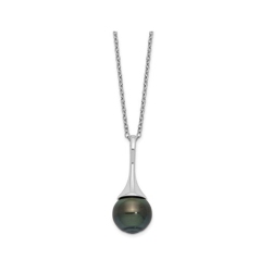 GEM AND HARMONY Sterling Saltwater Tahitian Pearl Drop Pendant Necklace With Chain (17 Inches) In Silver