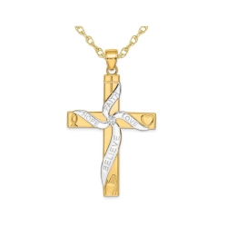 GEM AND HARMONY 14K Gold Hope Faith Love Believe Cross Pendant Necklace With Chain In Yellow