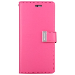 GOOSPERY Topsave Rich Max(5) Card Slot W/magnetic Clip Leather Folio Wallet Flip for Samsung Galaxy 14 6.6", Hot In Pink