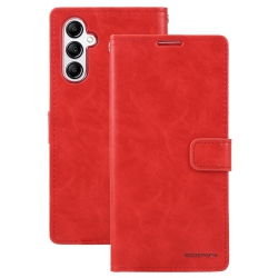 GOOSPERY Topsave Bluemoon Card Slot W/magnetic Clip Leather Folio Wallet Flip for Samsung Galaxy A14 6.6" In Red