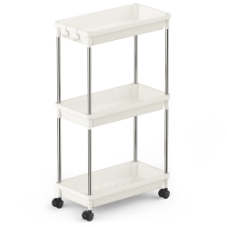 HLD Slim Rolling Utility Cart 7.9" Width for Bathroom Laundryroom Kitchen Narrow Space, 3 Tier Slide-Out Storage Cart Organizer Rack Shelf \w Wheels
