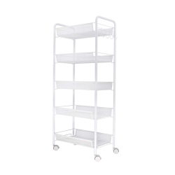 HLD 5-Tier Rolling Cart, Utility Cart for Bathroom, Kitchen, Office, Storage On Wheels, File Cart, Storage Rack, Mesh Designing -White