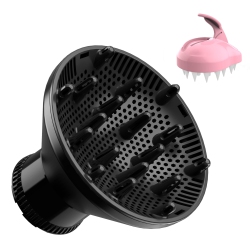 HLD New Universal Hair Diffuser Attachment for Blow Dryers \w 1.5-Inch to 2.4-Inch for Curly & Wavy Hair, Professional Hair Dryer Diffuser \w Shampoo