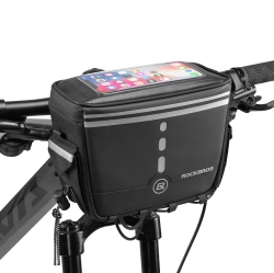 HLD Bike Handlebar Bag Bicycle Front Storage Bag Bike Basket Pouch Bags Touch Screen Cell Phone Holder Bag With Removable Shoulder Strap