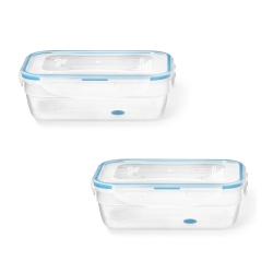LOCKNLOCK - Set Of 2 Easymatch Plastic Containers, Airtight And Leakproof, 1.2 Liter Capacity In Blue
