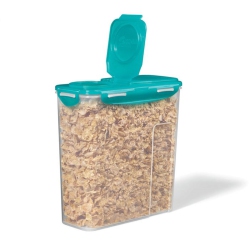 LOCKNLOCK - Plastic Container for Cereal, Pasta Or Rice, Hinged Lid, 3.9L Capacity In Teal