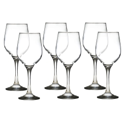 LAV - Set Of 6 Stemmed Wine Glasses, 400Ml Capacity, Dishwasher Safe
