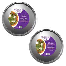 CHEFELITE - Set Of 2 Pizza Pans, 13.5" Diameter, Non-Stick, Carbon Steel