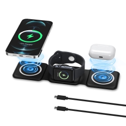 HLD Wireless Charger 3 In 1, Travel Magnetic Foldable Wireless Charging Pad for Multiple Apple Devices, Compatible \w Iphone 14/pro/max/plus/13/12