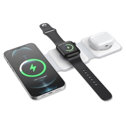 HLD Newest 3 In 1 Foldable Wireless Charger, Magnetic Fast Wireless Charging Pad \w Night Light, Adjustable Brightness, for Iphone 14/13/12/se/11, Apple