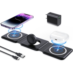 HLD Wireless Charger 3 In 1, Magnetic Foldable Wireless Charging Station for Iphone 14/13/12/11 Pro Max/x/xs Max/8/8 Plus, Airpods 3/2/pro, Iwatch