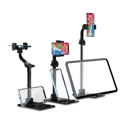 HLD Cell Phone Stand Adjustable Height & Angle Phone Holder Phone Stand for Desk Cell Phone Clip Stand Holder Two-In-One Live Streaming Stand