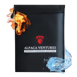 HLD Alpaca Fireproof Document Bag \w Waterproof Zipper - 15”X11” Fire Proof/waterproof Safe Bag, Box - Fireproof Money Bag (2000), for Files (A4