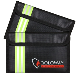 HLD Roloway Small Fireproof Bag (5 X 8 Inches) \w Reflective Strip, Non-Itchy Fireproof Money Bag, Fireproof Wallet Bag, Cash Fireproof Bag Set For